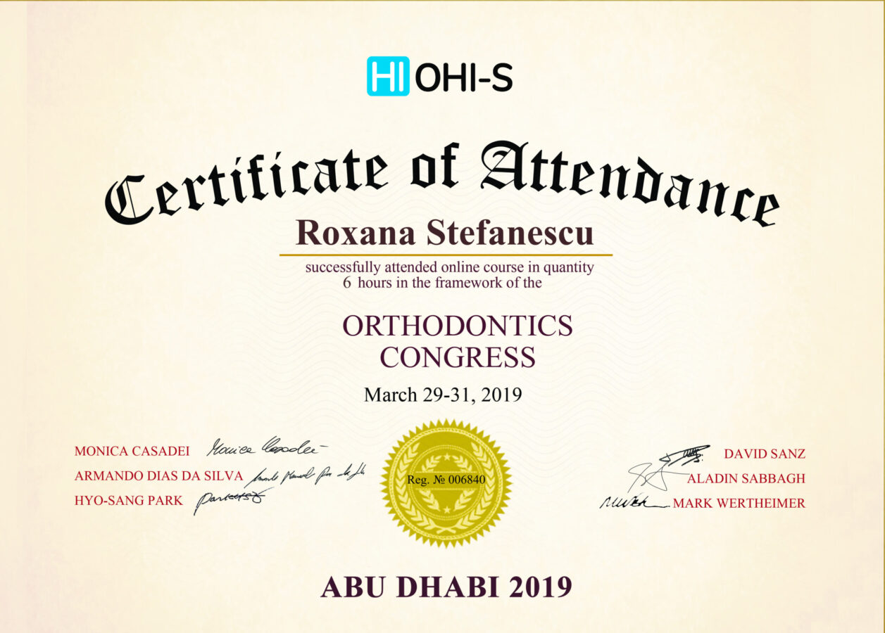 Certificate of Attendance Abu Dhabi 2019