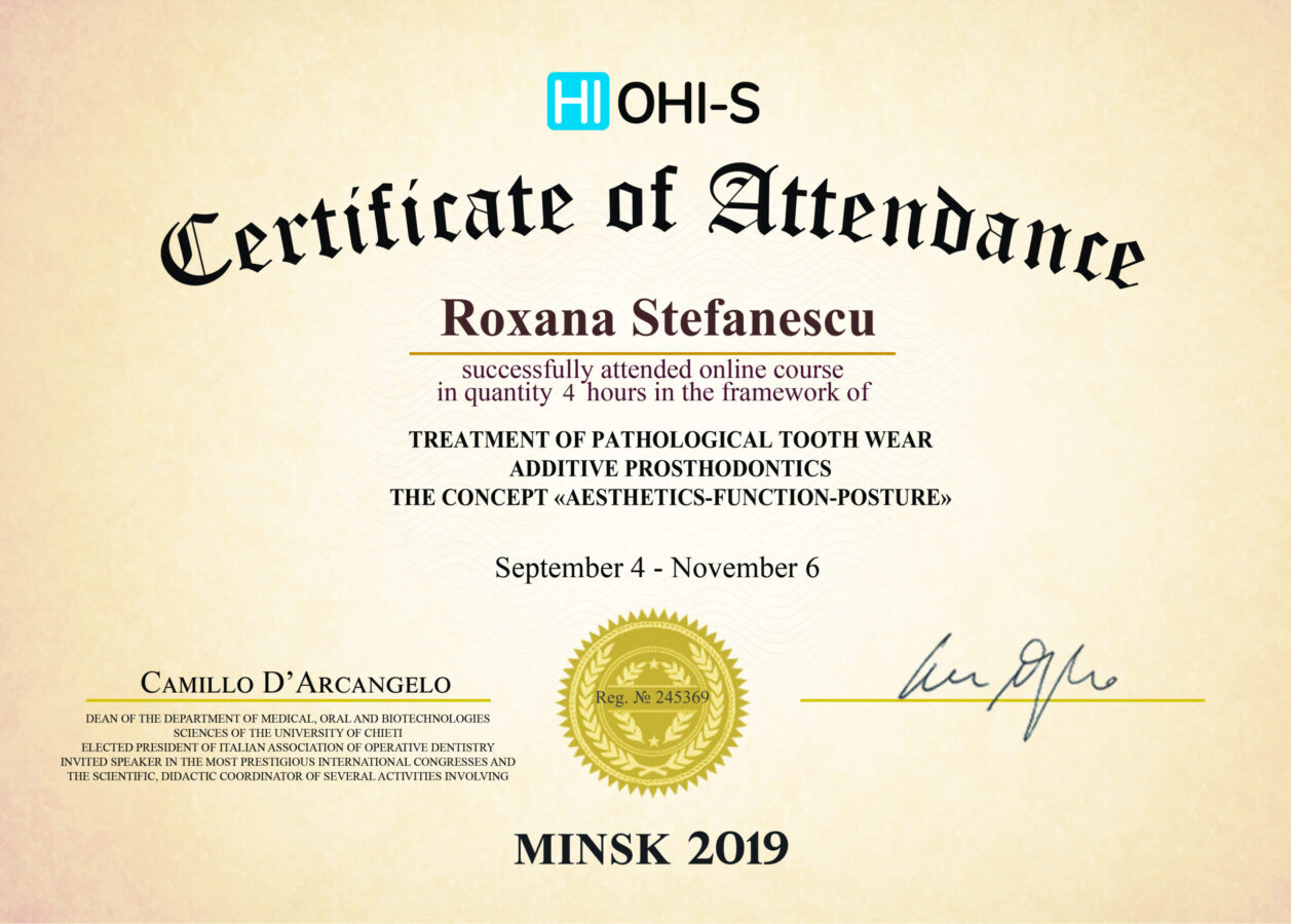 Certificate of Attendance Minsk 2019